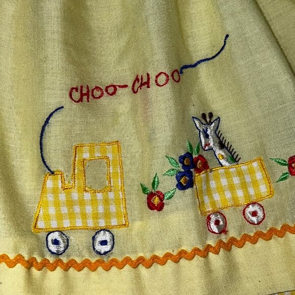 Vintage Choo-Choo Train Zoo Animals 6-9 Months Yellow Dress - Picture 3 of 8